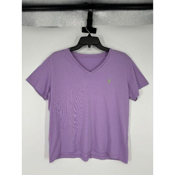 Polo Ralph Lauren Basic Blank Solid Pony Logo V Neck Tee‎ Short Sleeve Large - Picture 1 of 4